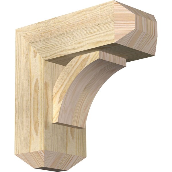 Ekena Millwork Thorton Craftsman Rough Sawn Bracket w/ Offset Brace, Douglas Fir, 6"W x 14"D x 14"H BKT0604X14X14THR04RDF - main